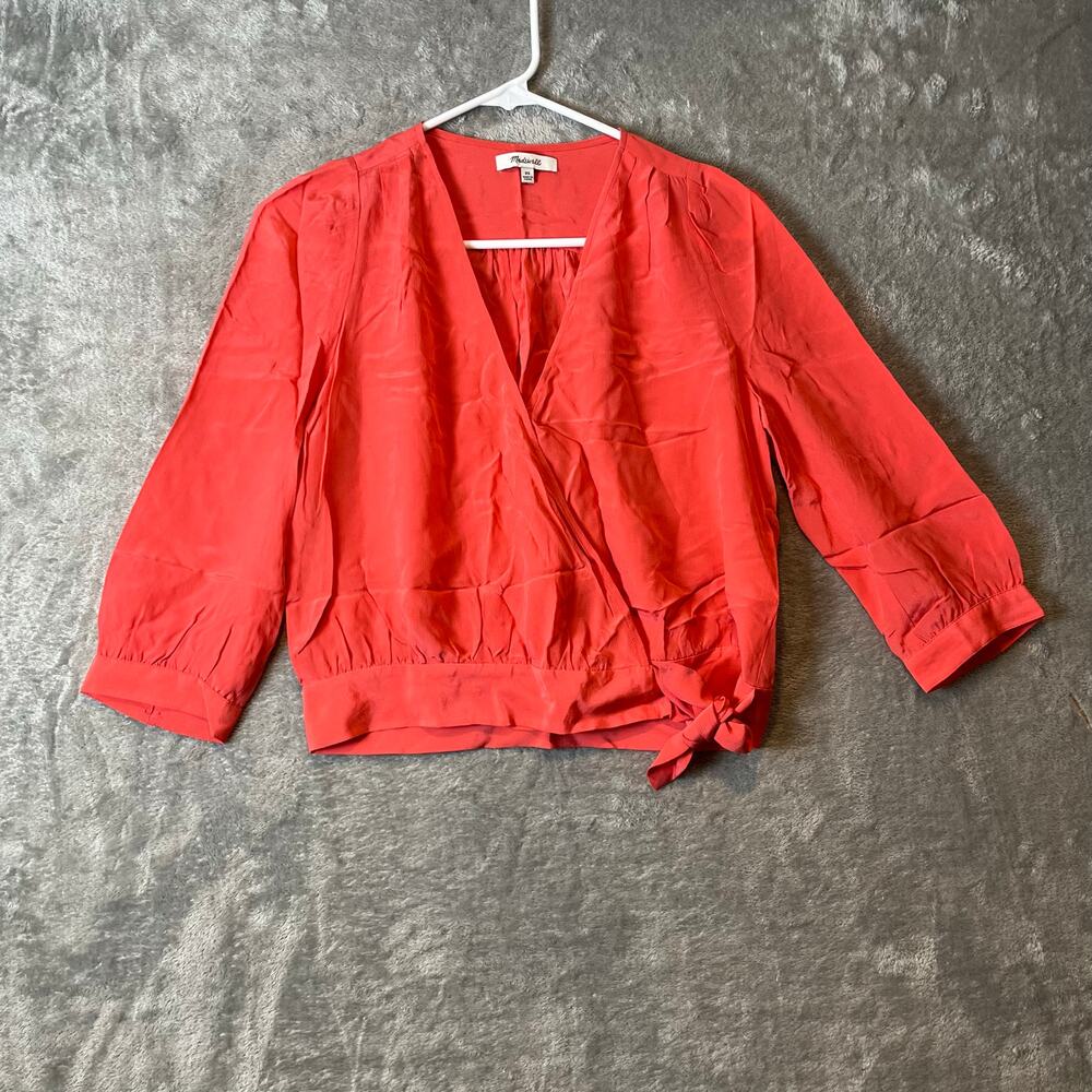 Madewell Silk Wrap Top Size XS Pink